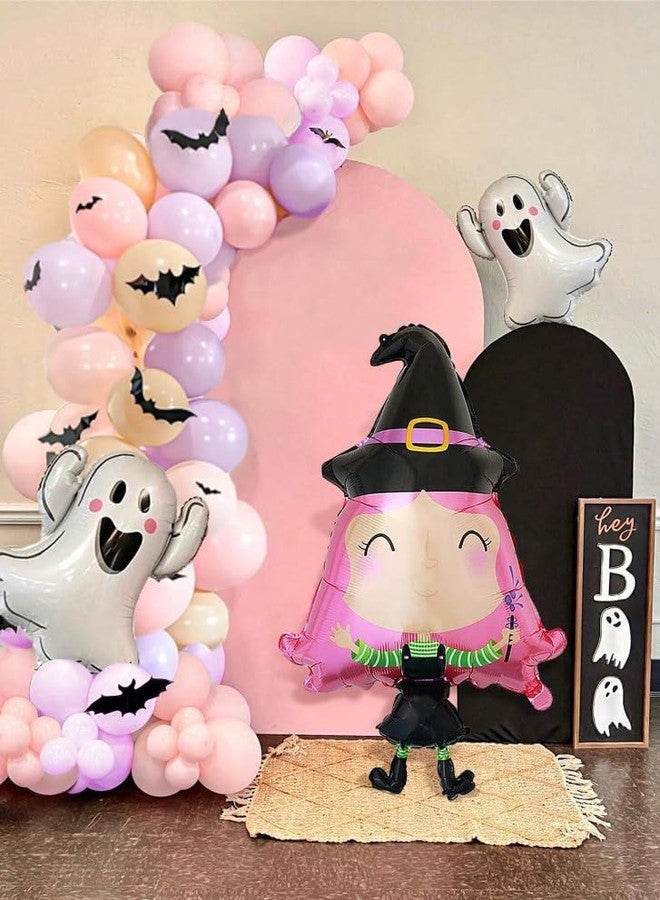 Atpata Funky 40-Inch Cute Smiling Witch Foil Balloon with Pink Hair & Witch Hat - Halloween Party Decoration, Spooky Home Decor, Giant Inflatable Witch for Trick-or-Treat Events & Themed Parties - Image 5